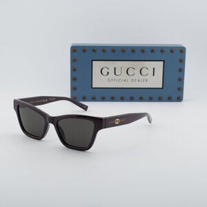 Gucci GG1982S 003 Cat Eye Sunglasses - Shiny Dark Purple\Solid Smoke
